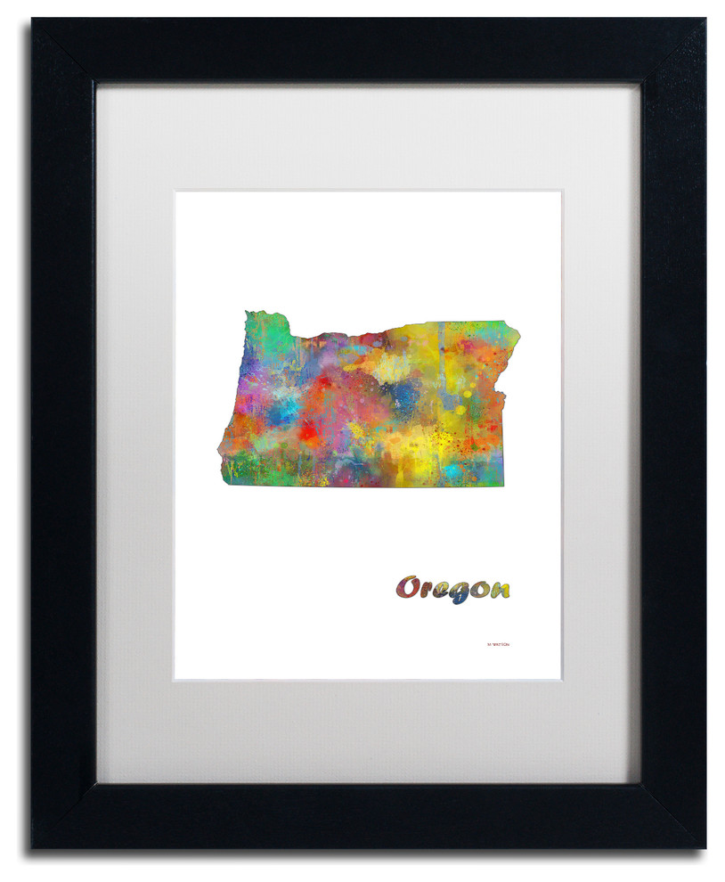 Marlene Watson 'Oklahoma State Map1' Framed Art, 11"x14" Traditional