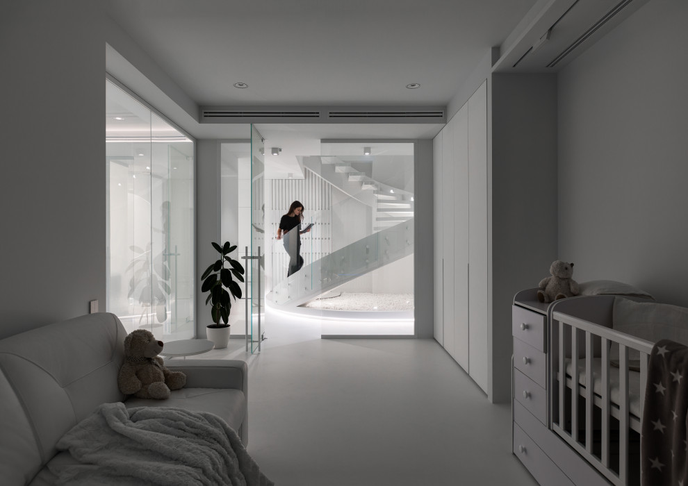 Stylish monochromatic white penthouse