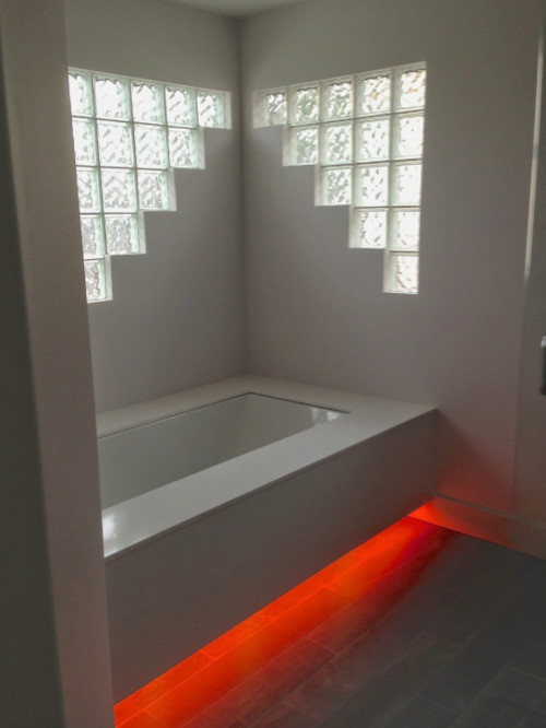 Drop In Or Undermount Tub And Shower This Is A Floating Undermount Tub From Kohler The Stone Here In One Piece Does Not Have Shower Head But If It Did Decl Could Be Pictured