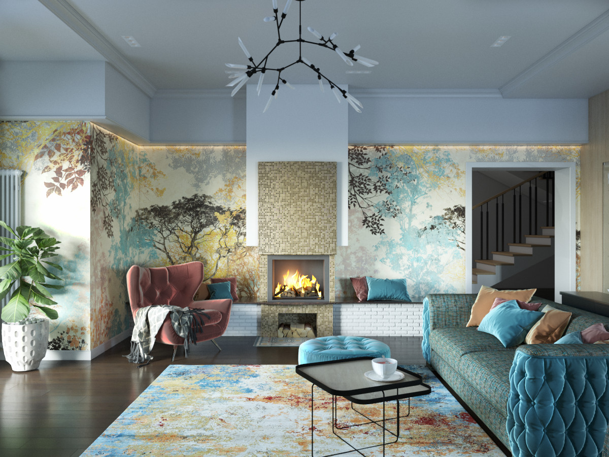 гостиная в частном доме "ДО" и "ПОСЛЕ"