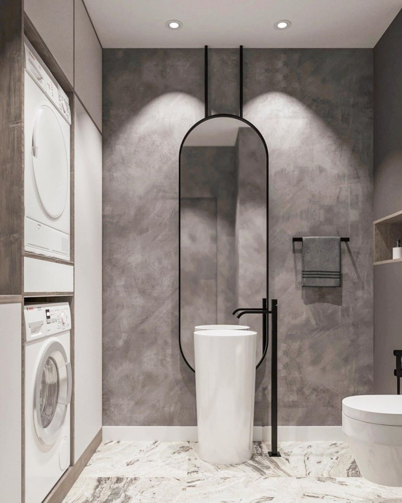 Дизайн-проект санузла в эко стиле и лофте в квартире во Владивостоке