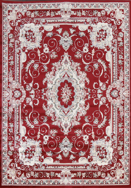 Red Floral Medallion Transitional Turkish Rug Oriental Carpet 7x10