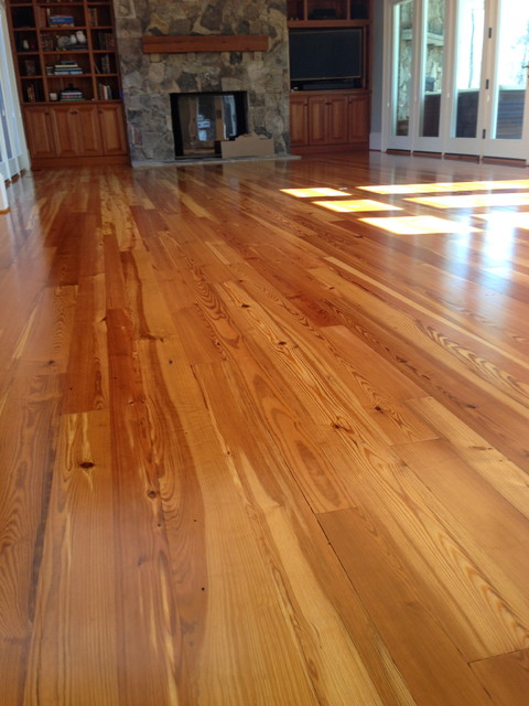 Reclaimed Heart Pine Flooring & Staircase - Rustic - Raleigh - by Green