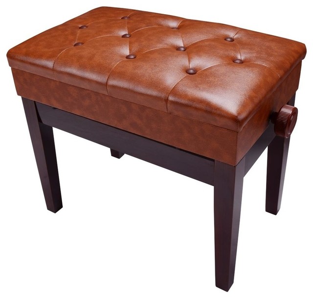 Adjustable Height Piano Bench Pu Padded Keyboard Storage Seat