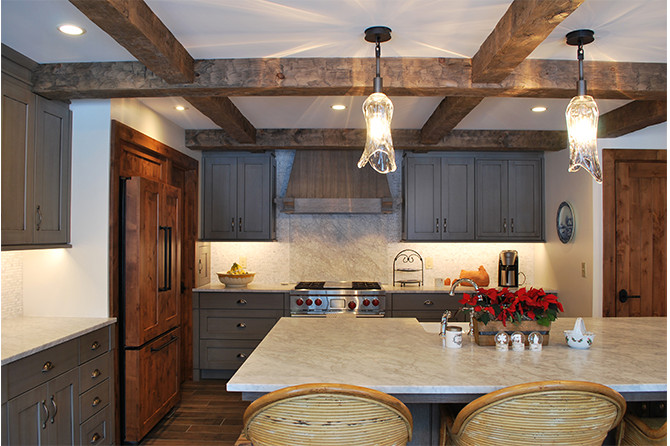 Example of a mountain style kitchen design in Cleveland