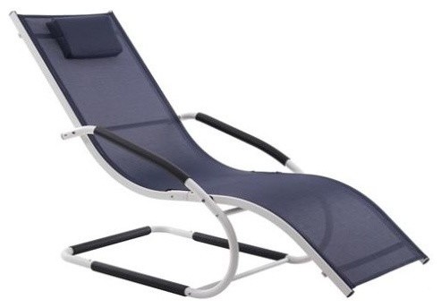 Vivere WAVELNG1-NW Wave Lounger, Aluminum, Navy on Matte White