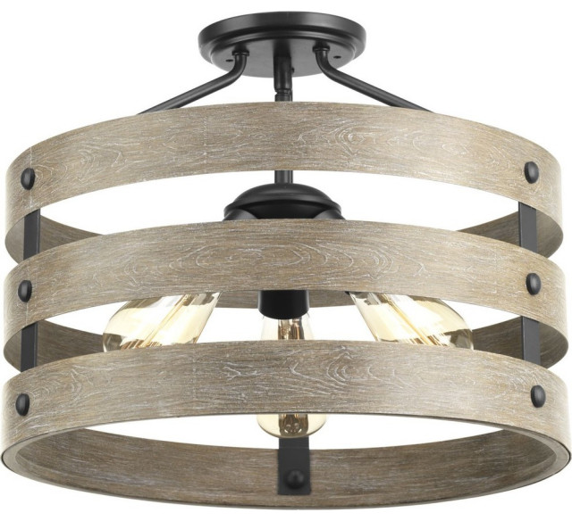 Gulliver 3 Light Semi Flush Convertible Farmhouse Mount Gulliver 3 Light Semi Flush Convertible