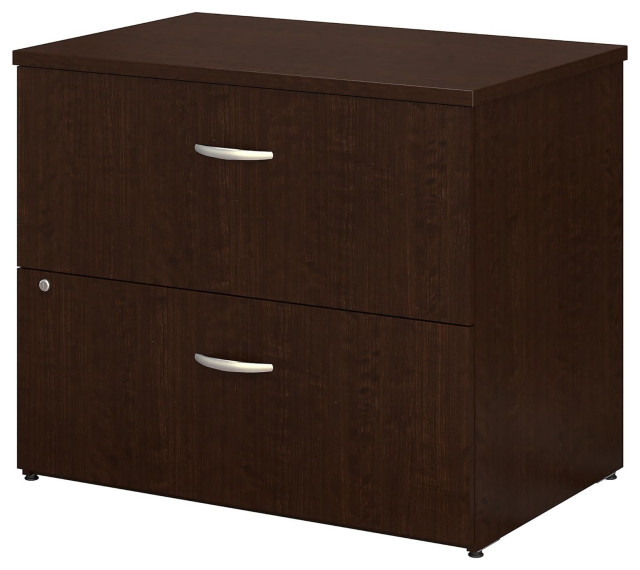 Mocha Cherry Wood Lateral File Cabinet with 2 Locking Drawers and ...