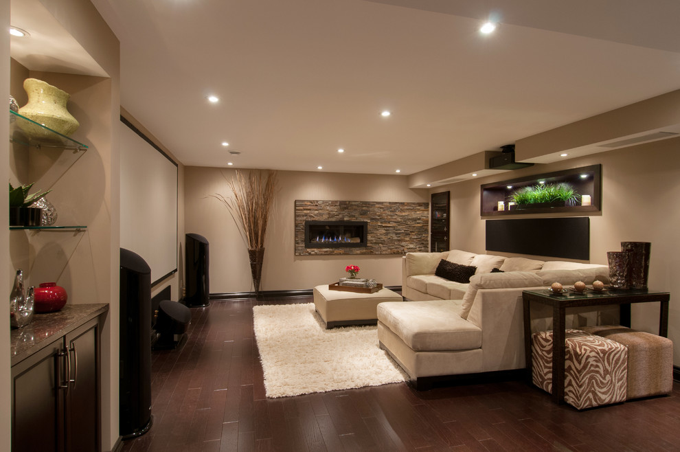 Photo of a contemporary family room in Ottawa.