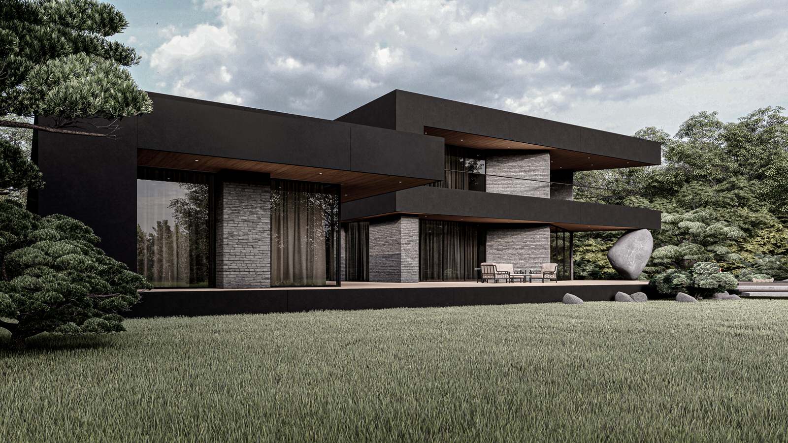 Архитектурный проект коттеджа со зданием SPA