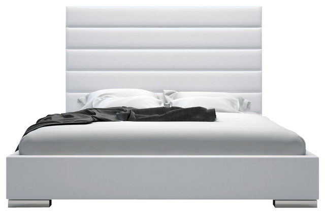 Modloft Prince Platform Bed In White Leather Modern Modloft Prince Platform Bed In White Leather California King