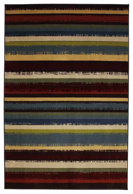Solid/Striped Boho Stripe Area Rug, Rectangle, Multi Color, 8'x10'