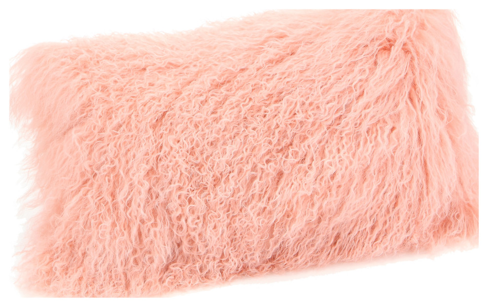 Lamb Fur Pillow - Pink