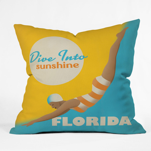 Anderson Design Group Polyester Dive Florida Indoor/Outdoor Throw Pillow