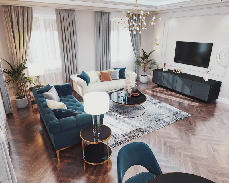 Дизайн-проект интерьеров  дома в поселке «Горный»,проектируемая площадь:188.6 м2