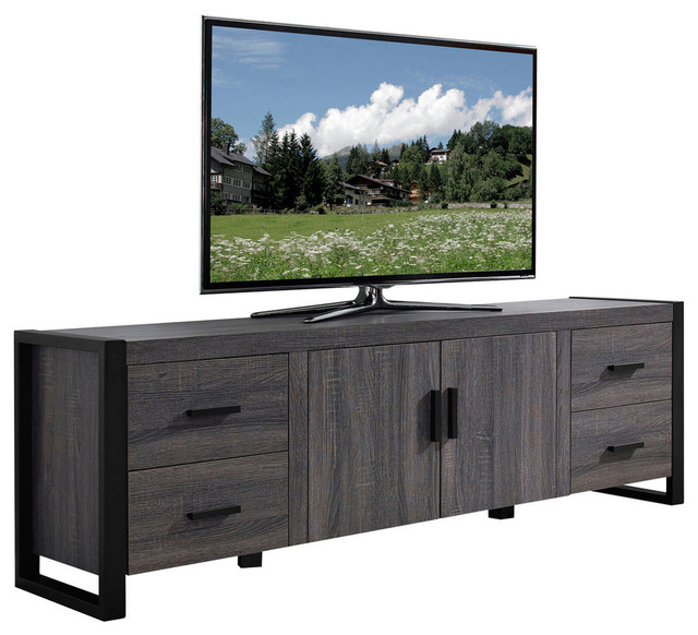 70" Ash Gray Wood TV Stand Console Industrial Entertainment Centers