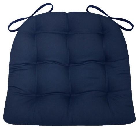 Cotton Duck Navy Blue Solid Color Dining Chair Pads, Standard