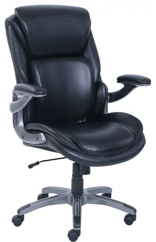 Modern Swivel Office Chair, Padded Faux Leather Seat With Adjustable