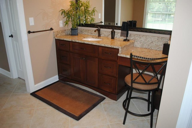 Maple Cabinets Giallo Ornamental Granite Traditional Bathroom