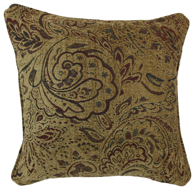 18" DoubleCorded Jacquard Chenille Square Throw Pillow, Scrolled