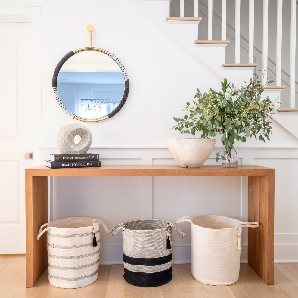 Inspiration for a beach style entryway in New York.