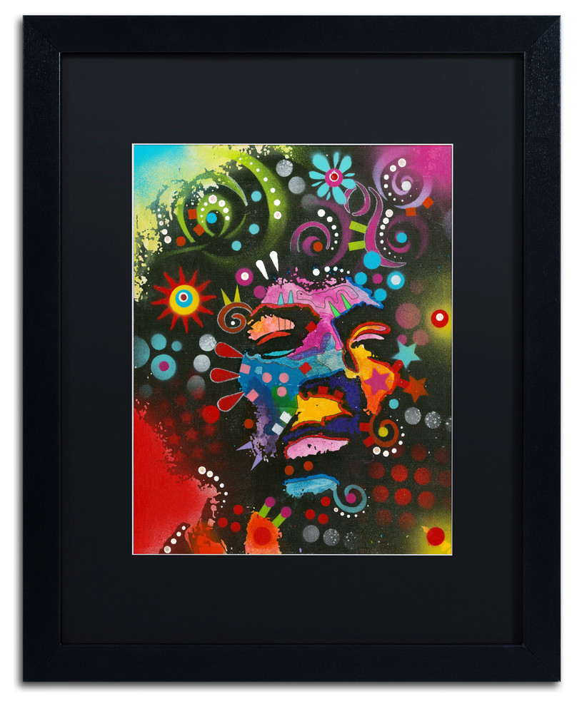 Dean Russo 'Jimi Hendrix' Framed Art, Black Frame, 16"x20", Black Matte