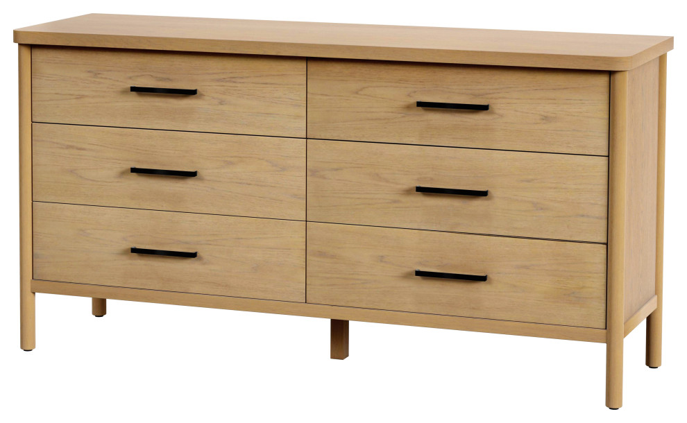 Lennon 6 Drawer Rounded Leg Dresser Transitional Dressers by