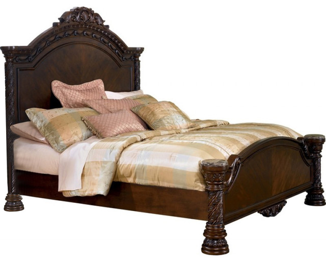 North Shore King Panel Bed Dark Wood