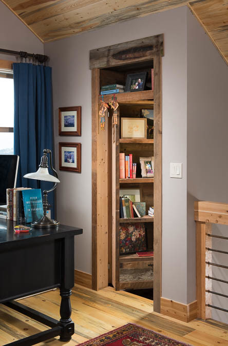 Inspiration for a small rustic home office remodel