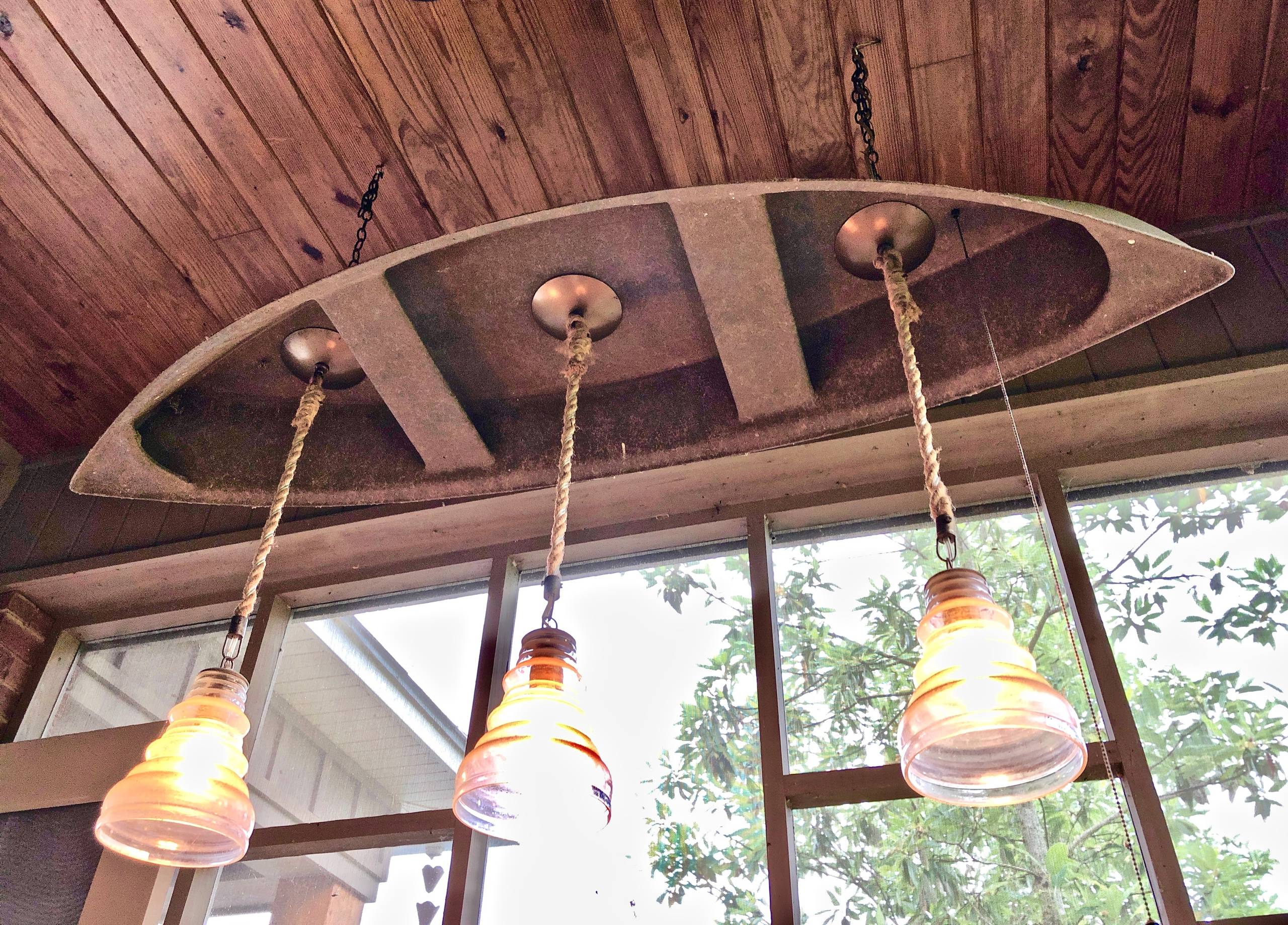 Custom designed canoe pendant light