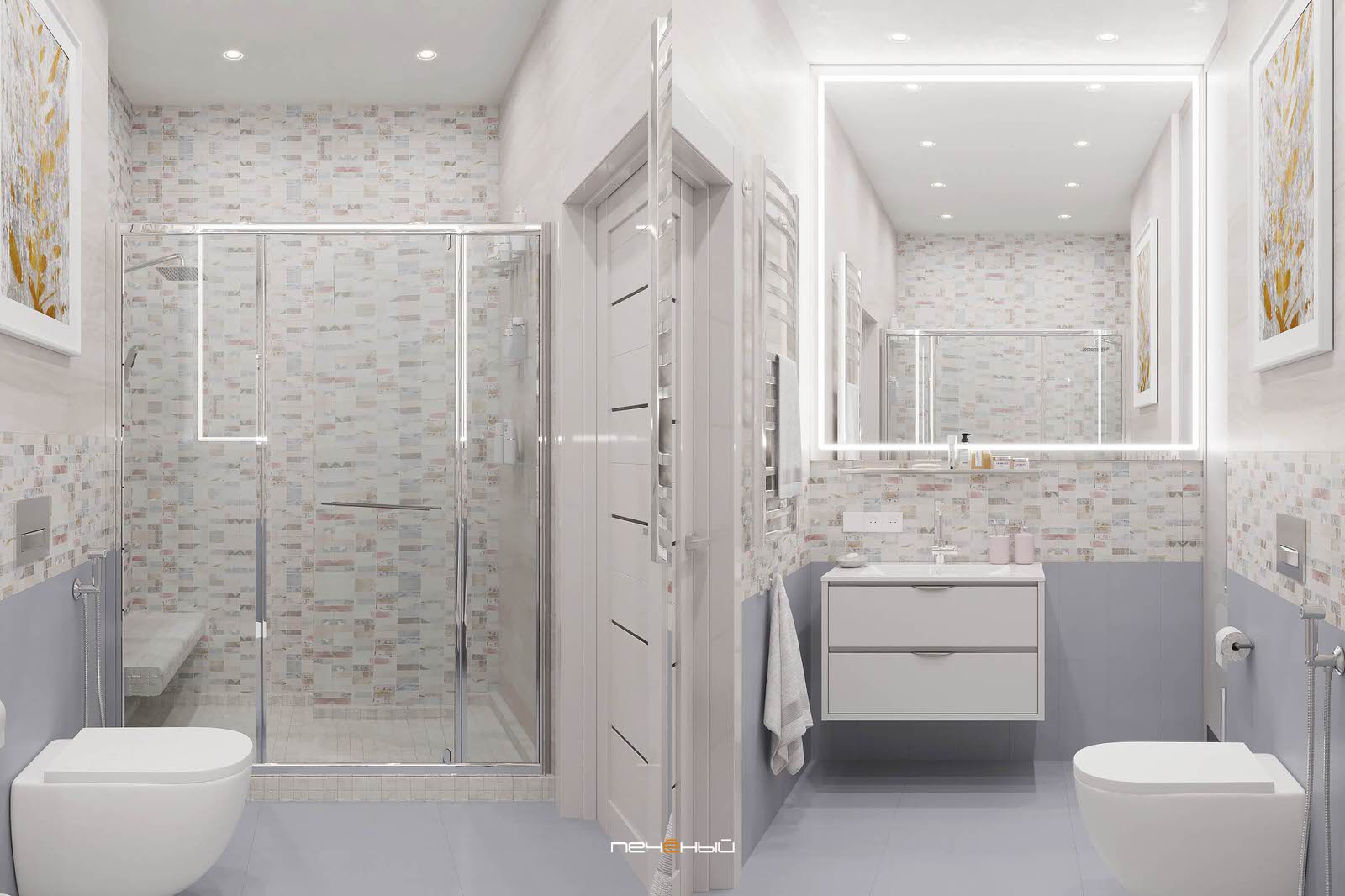 Современная трёшка в пастельных тонах