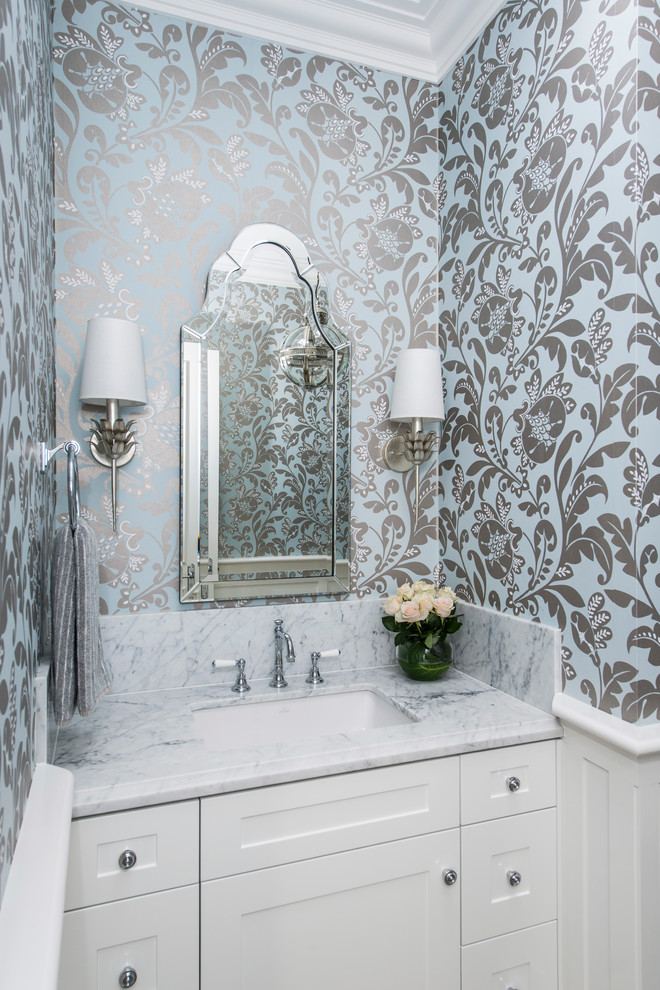 Photo of a transitional powder room in Brisbane.