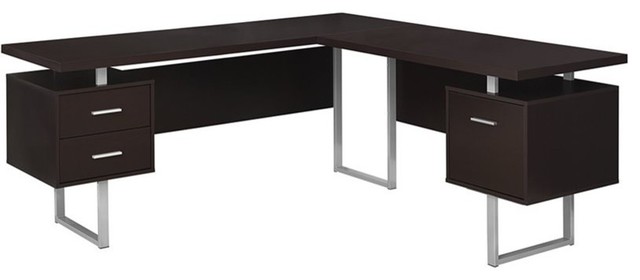Monarch L Shaped Corner Computer Desk In Cappuccino Transitional