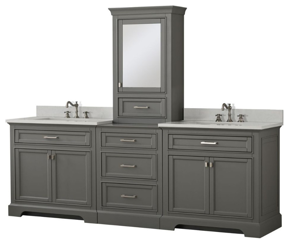 Milano Transitional Gray 96" Double Sink Bathroom Vanity Modular Set