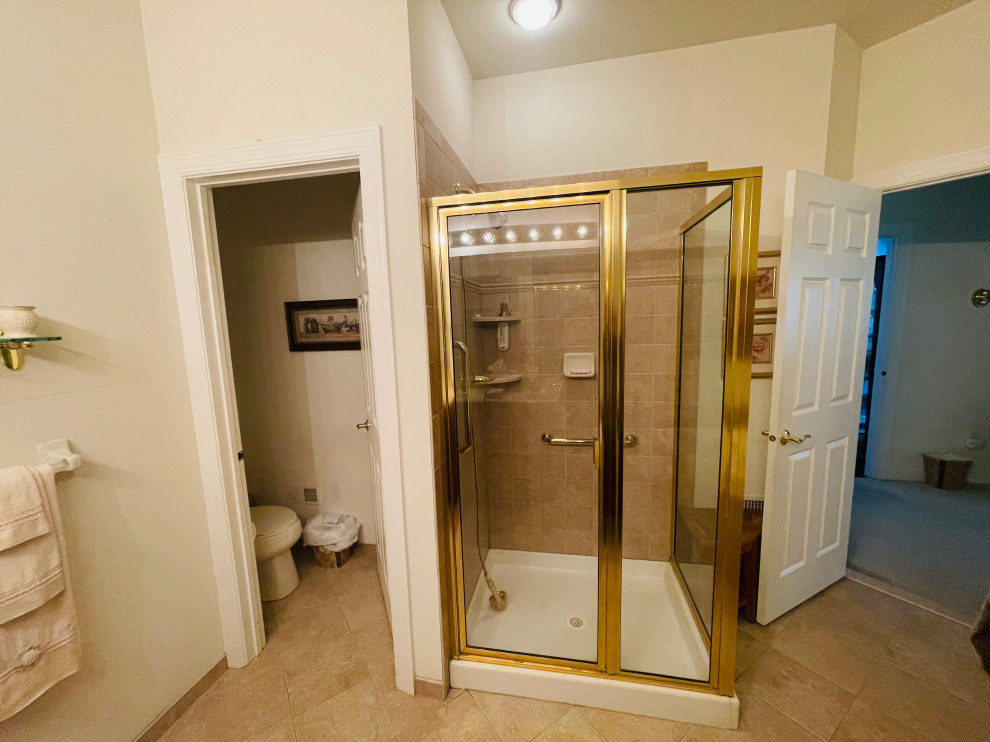 Before Picture - enclosed toilet room with a door - see redesigned photo