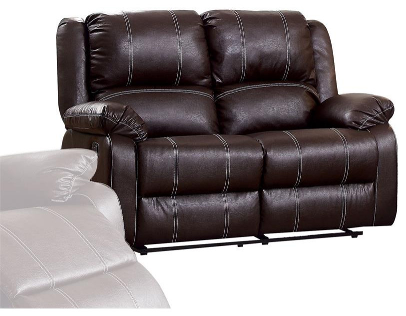 ACME Zuriel Faux Leather Motion Reclining Loveseat in Brown