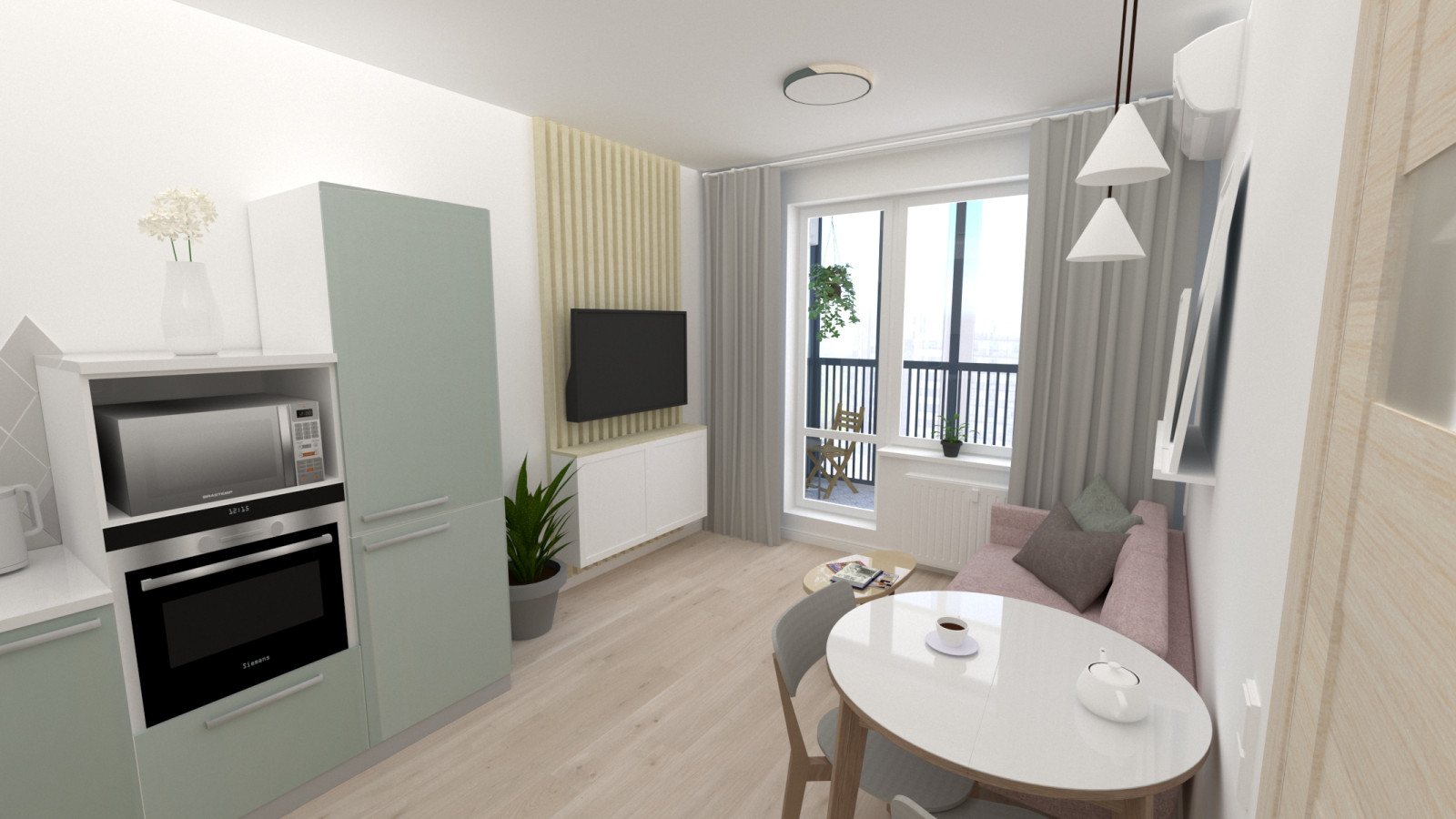 Маленькая цветная евродвушка в ЖК "Артлайн" в нежных тонах