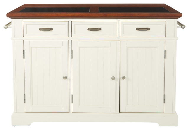 Farmhouse Basics Kitchen Island Distressed White With Granite Top
