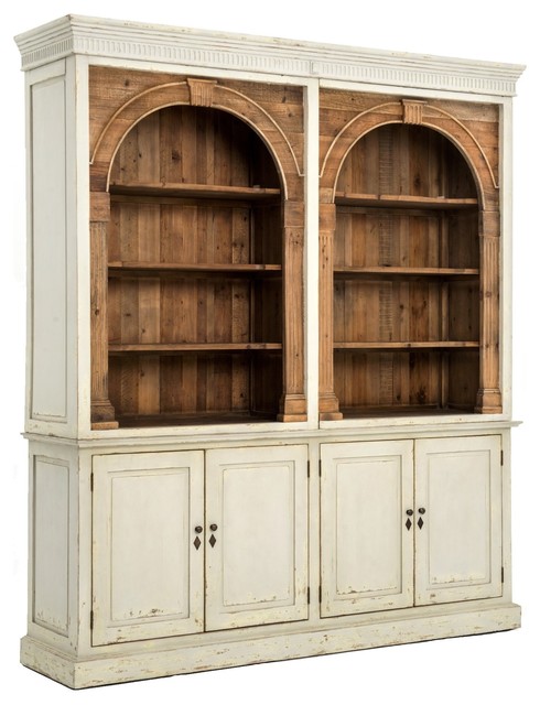 Swedish Gray Rustic Reclaimed Wood China Cabinet Hutch Farmhouse