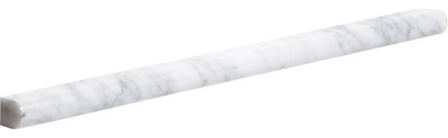 White Carrara C Honed Pencil Liner Classic 0.5"x12" Molding, Set of 10