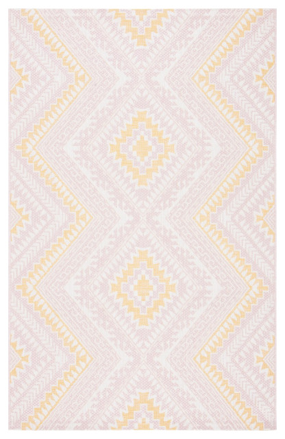Safavieh Courtyard Cy8548-56221 Outdoor Rug, Pink and Gold, 6'7"x6'7" Round