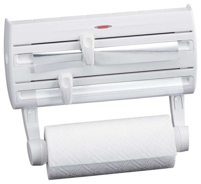 Leifheit Wall Mount Paper Towel Holder With E Rack Wall Mount Roll Holder With Extra E Tray White