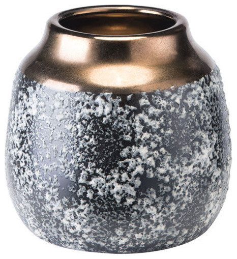 Medium Zuo Stoneware Vase Metal /& Black Ash