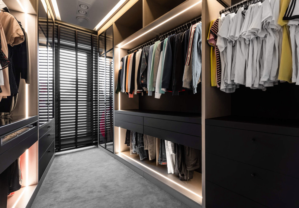 Contemporary storage and wardrobe in Kent.
