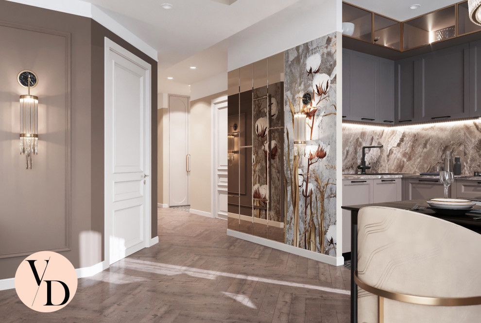 Дизайн проект гостиной, объединенной с кухней