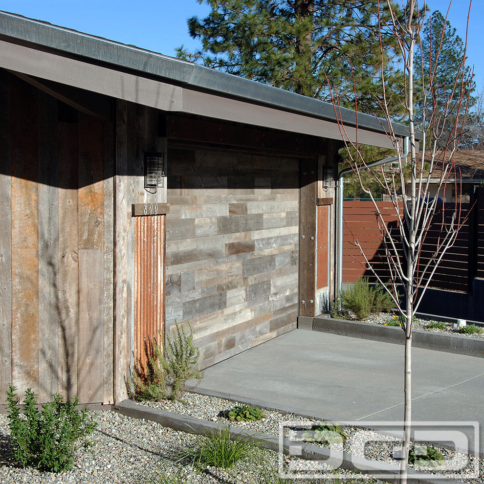 Design ideas for a large country attached two-car garage in San Francisco.