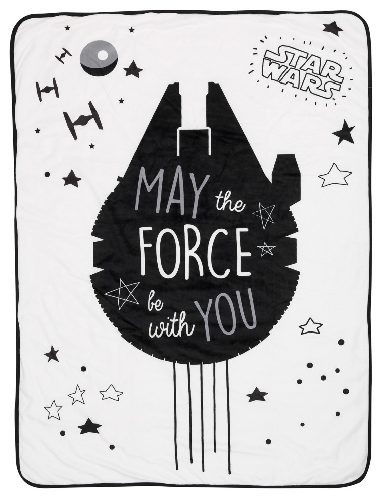 Lambs & Ivy Star Wars Millennium Falcon Black/White Soft Sherpa Baby