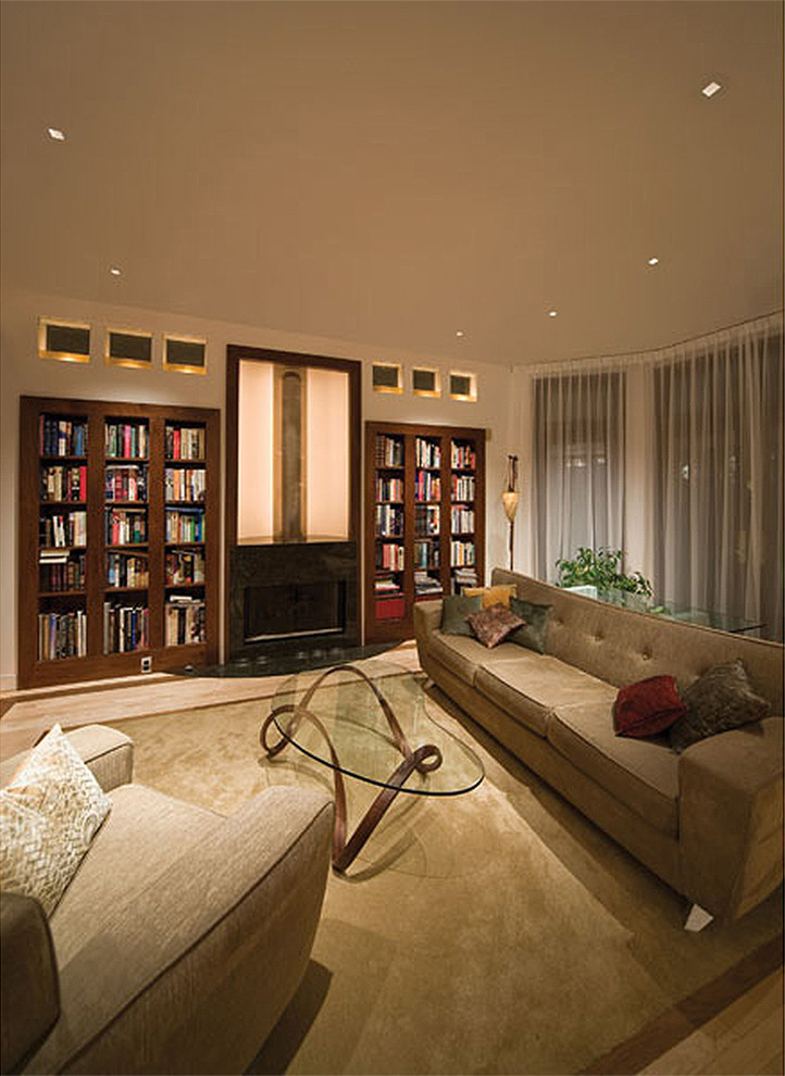 Design ideas for a contemporary living room in Chicago.