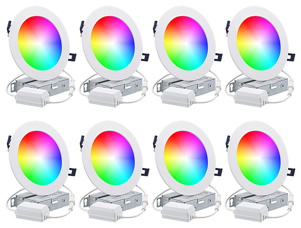8Pack 6"Smart Recessed Lighting, Color Changing RGBCW Smart Downlight