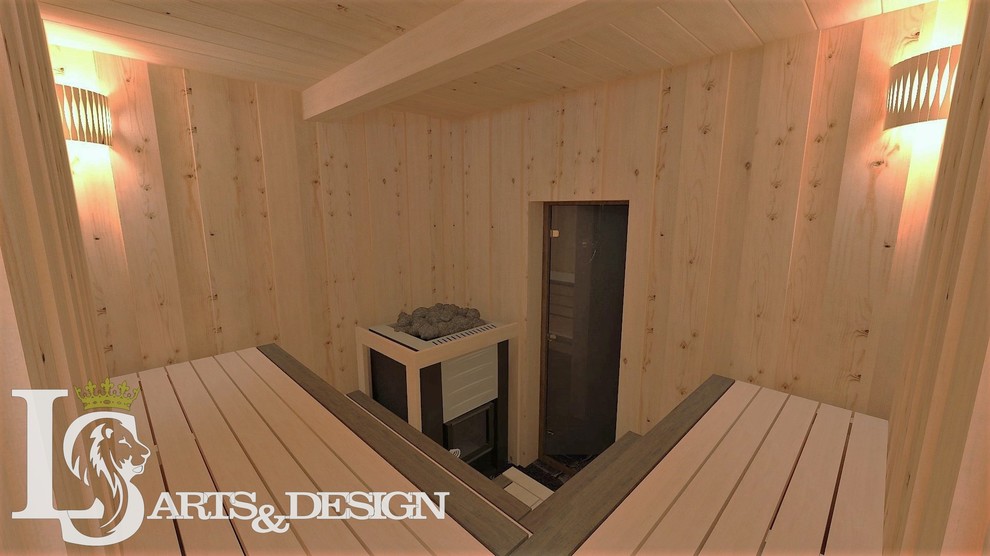 Баня из кедра с имитацией норвежской рубки